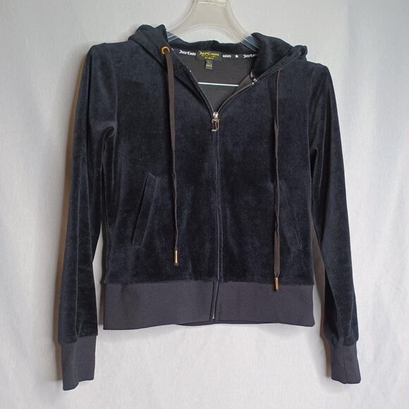 Juicy Couture Black Label Tracksuit Set Womens Large Black Velour Juicy - Picture 3 of 16